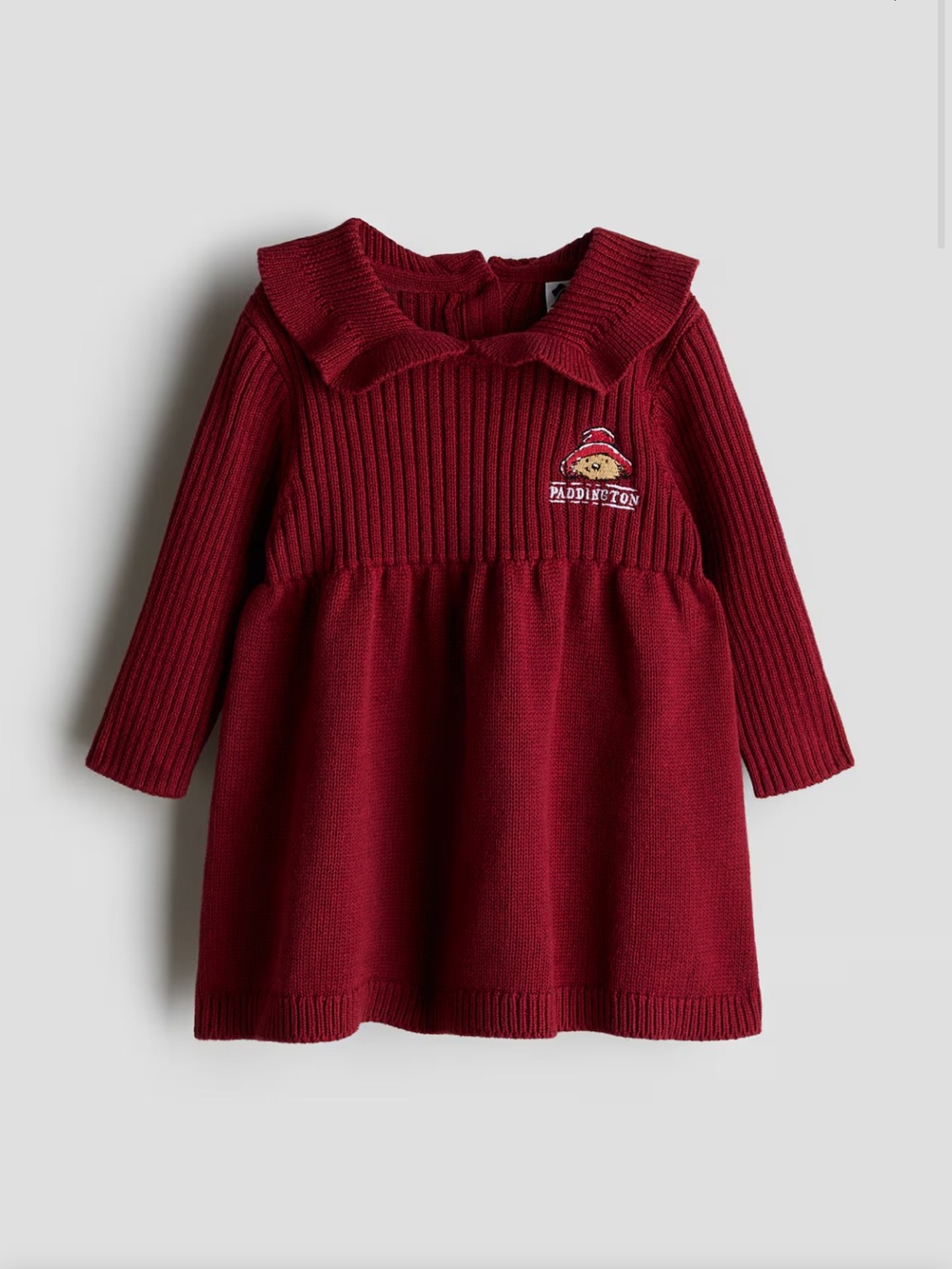 H&M x Paddington Toddler Girls Burgundy Knit Dress with Peter Pan Collar 2T